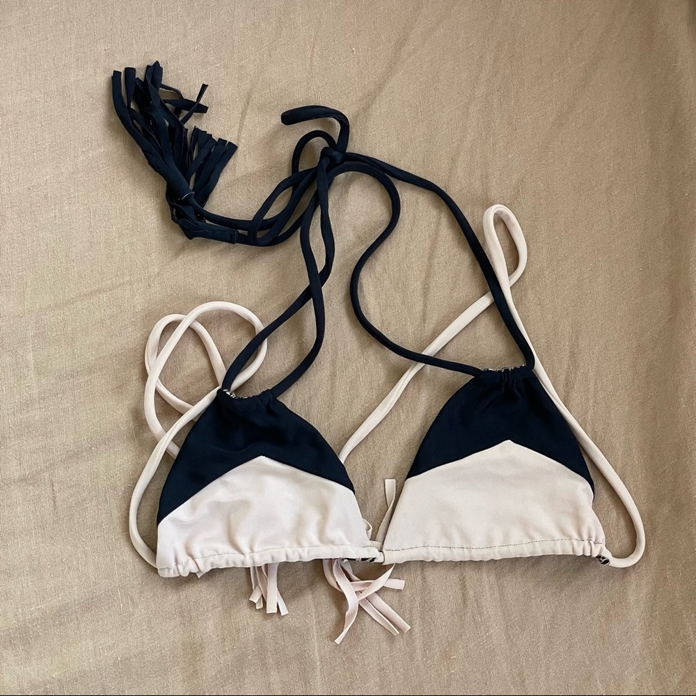 acacia swimwear Two-Tone black and Cream Triangle Bikini Top